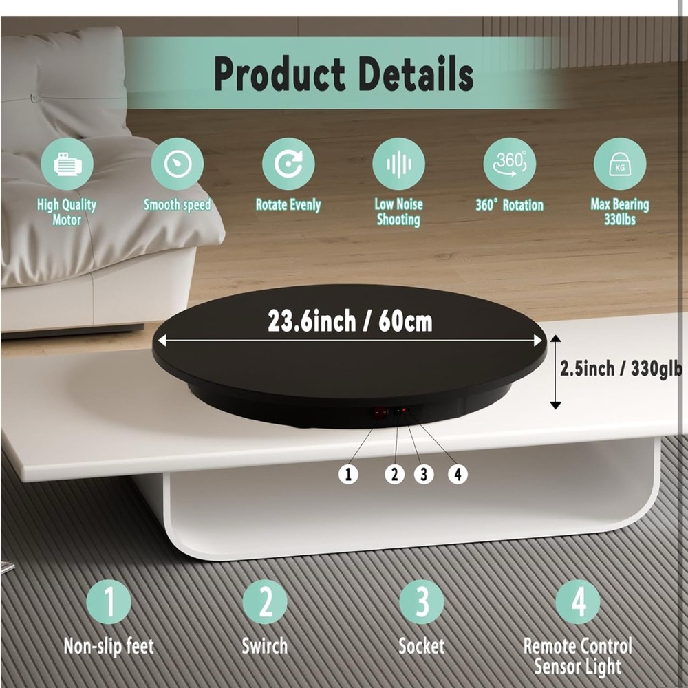 Black Rotating Display Turntable - Picture 6 of 8